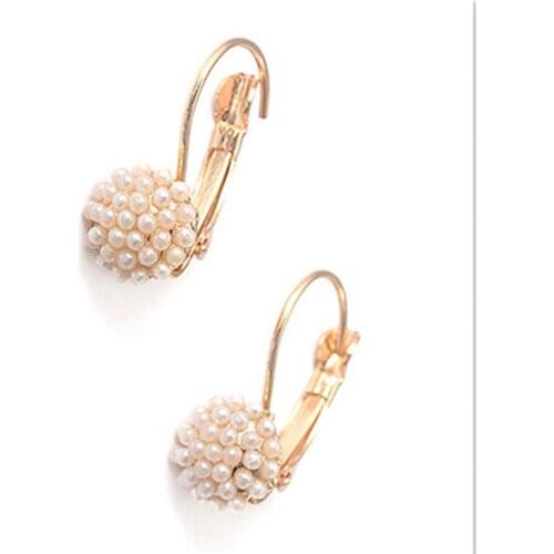 Fashion Small Pearl Flower Drop Earrings Earhook For Women Fine Jewelry