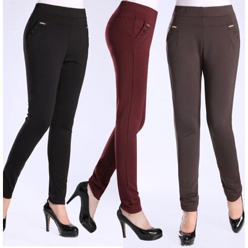 Fashion spring autumn casual pants middle aged women elasticity Slim pencil pants female Plus size 4XL high waist trousers 3087
