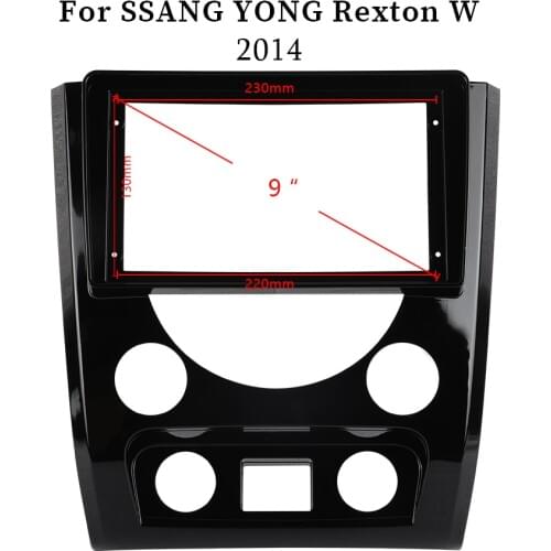 New Black ABS Plastic Trim Fascia Frame For SSANG YONG Rexton W 2014 Refit 9" Car Android Navigator DVD Mounting Dashboard