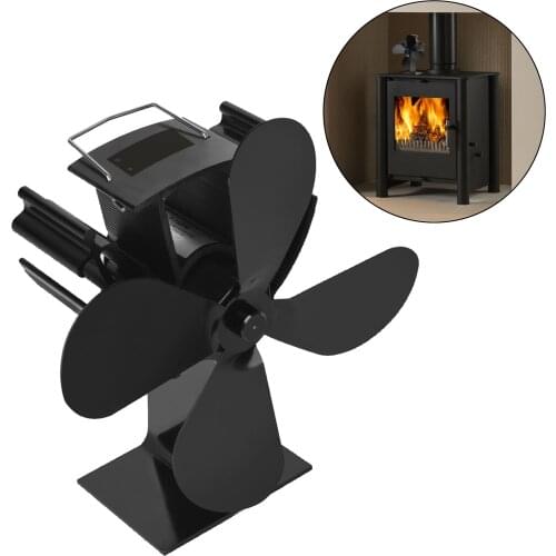 Upgrade Heat Powered Log Burner Fan - 4 Blade Silent Wood Burner Fans Motor Fire Fans for Fireplace, Wood/Multi Fuel Burner