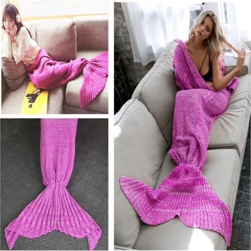 Super Soft Sleeping Bed 3 Sizes 1PC/LOT Mermaid Tail Blanket Yarn Knitted Handmade Crochet Mermaid Blanket Kids Throw Bed Wrap