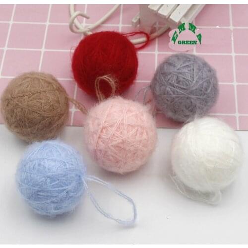 Christmas Plush Ball Pendant 10pcs Pastel Round Ball Hanging Pompom Doll Pendant Merry Christmas Favor Party Decors for Home