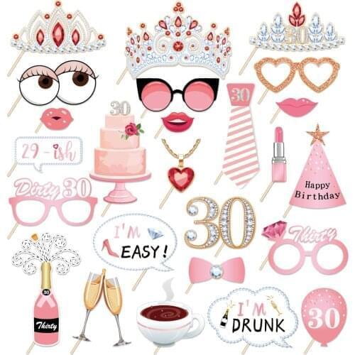 Happy Birthday 30 Years Old Queen Crown Photobooth Props Party Decorations Celebrate 30th Birthday Photobooth Props Party Favors