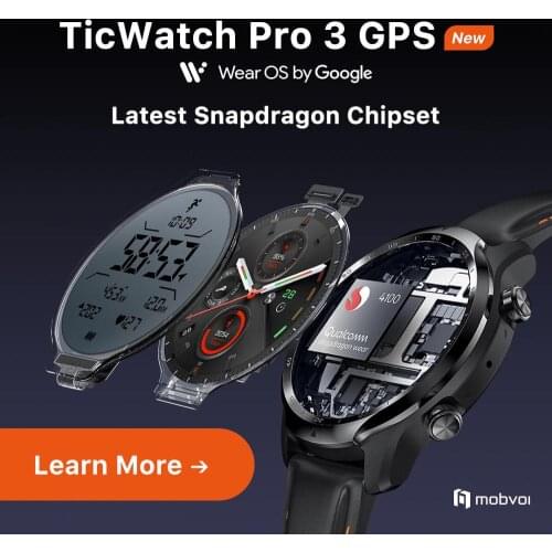 TicWatch Pro 3 GPS Wear OS Smartwatch Mens Sports Watch Dual-layer Display Snapdragon Wear 4100 8GB ROM 3~45 Days Battery Life