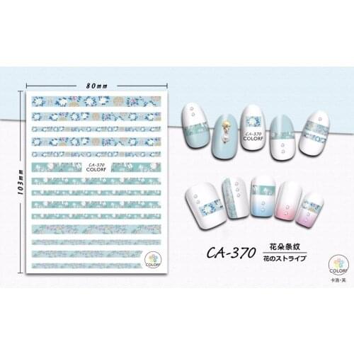 SUPER THIN SELF ADHESIVE 3D NAIL ART NAIL SLIDER STICKER FLOWER TIGER LEOPARD SKIN LACE MARBLE STONE PATTERN CA365-373