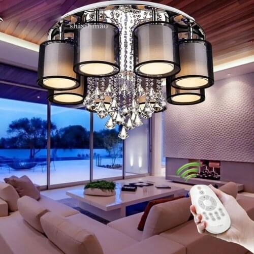 Home decoration ceiling 3/5/6/8 head Circular crystal lamp LED sectional remote control ceiling lamp