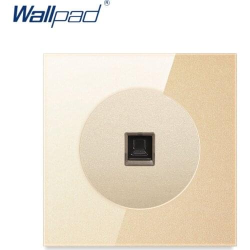 Wallpad 2020 New Arrival Computer COM Ethernet RJ45 CAT6 DATA Wall Socket Outlet Gold Crystal Glass Panel Weak Electric Sockets