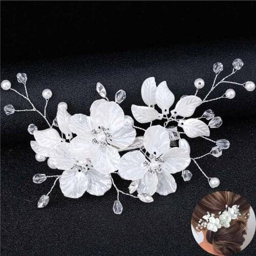 Barrette Jewelry Floral Style Wedding Pearl Flower Hair Clip Bridesmaid