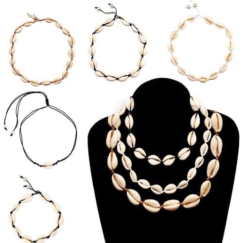 Women Necklace Anklet Hawaiian Style Casual Decoration Accessories Handmade Shell Short Clavicle Choker Holiday Jewelry