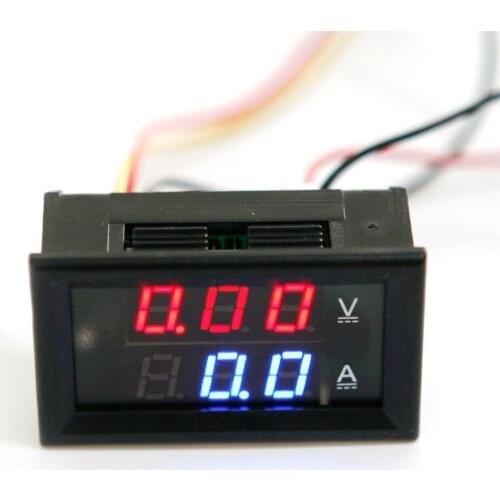 1pcs Digital DC Voltmeter Ammeter 5 Wires 10A Voltage Current Meter Power Supply Red Blue LED Dual Display