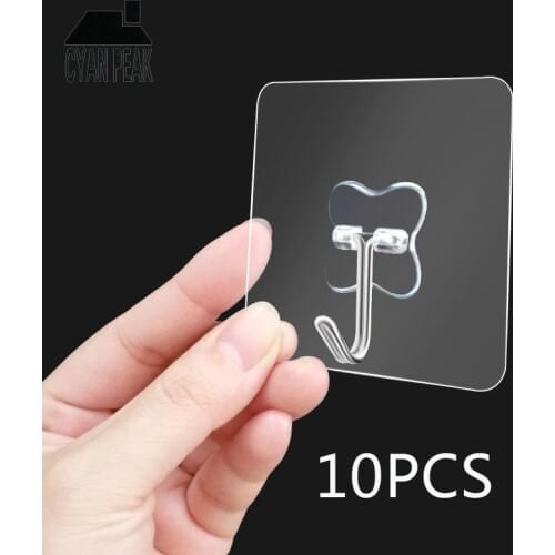 10pcs Strong Transparent Suction Cup Sucker Wall Hooks Hanger Bathroom Self Adhesive Hook Suction Cup Door Traceless Organizer