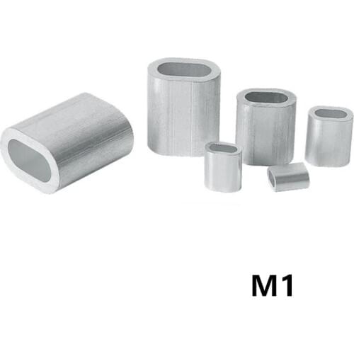 1000pcs M1 Oval Aluminum Ferrules Single-hole crimping sleeves Clamps clip Wire Rope Cable Fitting