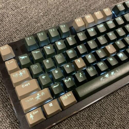 104 Key Camouflage PUBG Game Keycap Satellite Axis ABS Army Green OEM Highly Mechanical Keyboard Keycap 6.25X Translucent Keycap