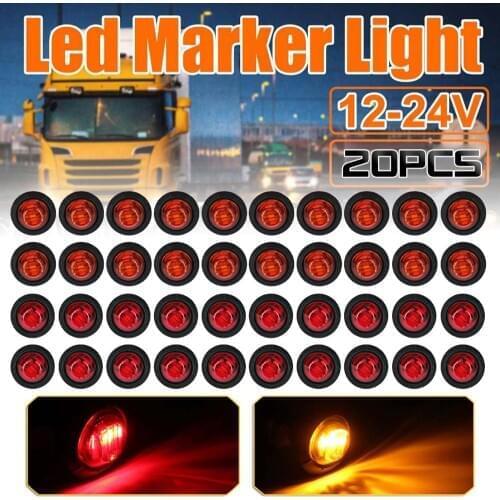 20PCS 12V 24V LED Side Marker Lights Parking lights Warning Tail Lamps Auto Lorry Trailer Light Amber Red Truck Accessories