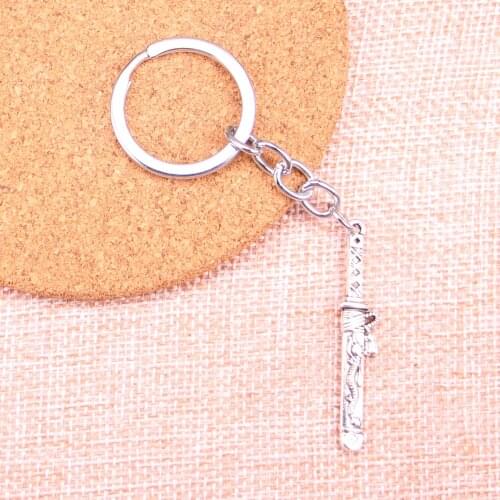 20pcs 44*8mm samurai sword in sheath Pendants DIY Men Car Key Chain Ring Holder Keyring Souvenir Jewelry Gift