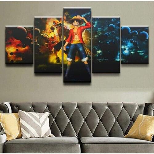 5 Piece Wall Art Canvas Anime Manga Pirate King Figure Luffy Posters And Pictures Modern Decoration For Bedroom Paintings