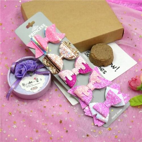 5PCS/SET Lovely 5 Styles Baby Girls Clip Leather Bows Child Hair Tie Knot Creativity Handmade Hairpins Hair Accessories For Kids
