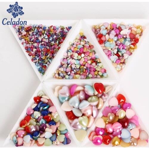 50-300pcs Heart Half ABS Imitation Pearl Beads For Garment Handmade Sewing Accessories Pick Size 3/4/6/8/10/12mm