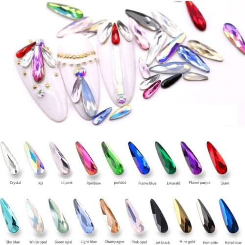 50Pcs/lot 3X10mm Nail Art Water Drop Rhinestones Flat-back 3D Crystal Stones for Nail Jewelry Accessories (WaterDrop 3X10mm),HG5