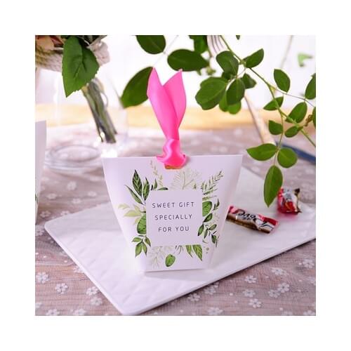 50pcs New "Gift For You" green leaves Candy Boxes bomboniere Wedding Favors birthday Party Christmas Supplies thanks Gift Box