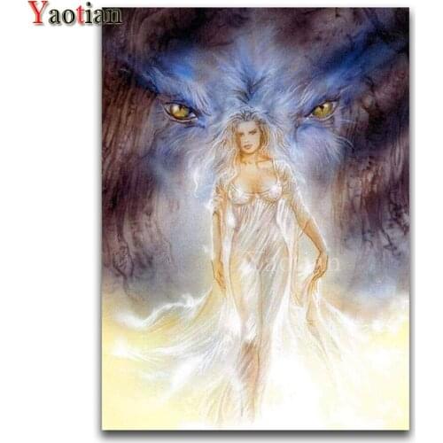 5d diy diamond painting Beauty and wolf diamond embroidery mosaic cross stitch rhinestone painting wall decor drop shipping