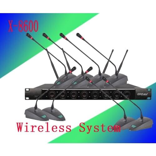 Wireless System X-8600 Pro Microphone 8 Channel UHF Professional 8 Gooseneck Microphone Stage Wireless Conference Microphone