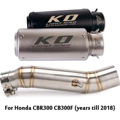 For Honda CBR300R CB300F Motorcycle Exhaust Mid Link Pipe Connecting Tube Slip On 51mm Muffler End Tips DB Killer Modified