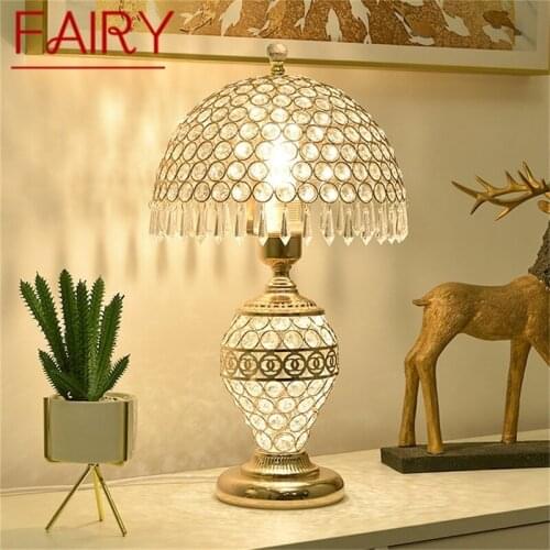 FAIRY Crystal Table Lamp Dimmer luxury With Remote Control For Home Modern Creative Light bedside