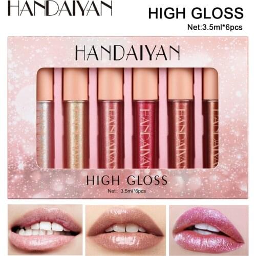 Handaiyan Sparkling Glitter Lipstick Shimmer Waterproof Long Lasting Pigment Velve Red Mermaid Lipsticks Cosmetics Sexy Women