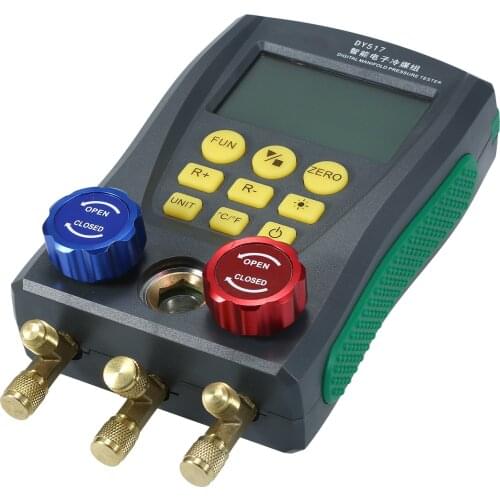 Refrigeration Digital Manifold with 2pcs Clamp Probe Electronic Refrigerant Meter Air Conditioning Refrigerant Plus Liquid Table