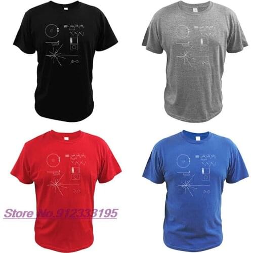 The Voyager Golden Record Classic T Shirt EU Size 100% Cotton Graphic Print Tops Tee Homme