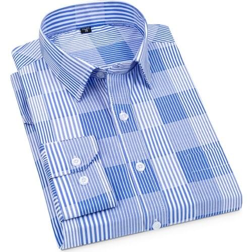 Dress Shirts for Men Top Quality Tencel Cotton Plaid Striped New Fashion Clothing Trends Business Mens Long Sleeve Casual Shirt