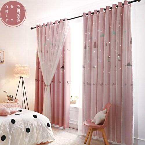 Sweet Cartoon Printed Lace Curtains for Living Room Bedroom Childrens Princess Room Bay Window Curtains