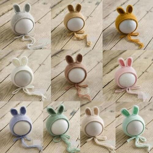 Cute Rabbit Ears Baby Hat Newborn Photography Props Infants Soft Mink Hair Beanies Cap Photo Shooting Accessories