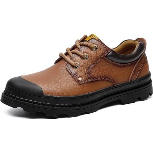 Mens Casual Leather Shoes Driving Shoes Tooling Wearable Shoes Outdoor Mens Light Leather Shoes Black or Brown