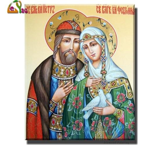 Sts. Peter and Fevronia of Murom,square Round DIY 5D Diamond Painting Set Diamond Mosaic Embroidery Cross Stitch New Design Hot