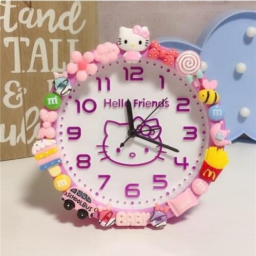 Table Clock Kawaii Kittys Cute Clock With Rhinestones Doraemons Alarm Clock Kids Desk Retro Antique Table Clock