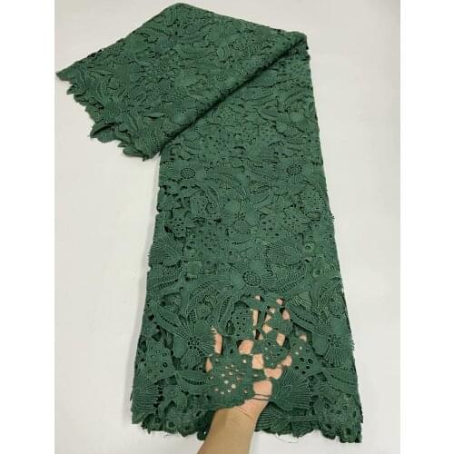 Latest Green African Cord Lace Guipure Lace Fabric High Quality Milk Silk Lace French Lace Fabric for Nigeria Wedding Dress