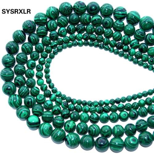 Wholesale New Charm In Natural Stone Beads Malachite Round Branelli Loose 15 " Strand 4 6 8 10 12 MM Choice Format For Jewelry
