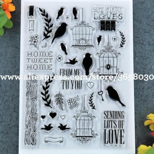 Bird SENDING LOTS OF LOVE Birdcage Scrapbook DIY photo cards rubber stamp clear stamp transparent stamp 10.5x15cm 8112626