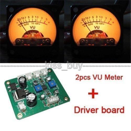 2pcs X Panel VU Meter Header Warm Back Light Recording & DB Audio Level Power Amplifier Indicator Preamp Panel + Driver Board