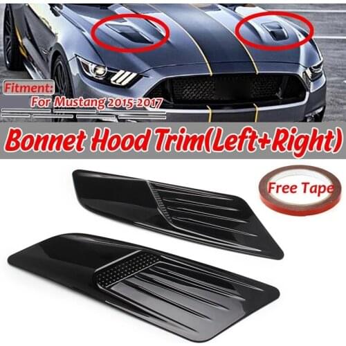Front Hood, Style Hood Trim Scoop Vent Guards Heat Extractor Insert Vent Fits for Ford Mustang 2015-2017
