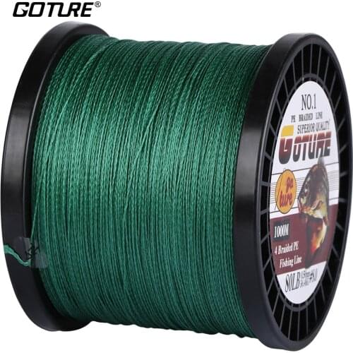 Goture 1000m/500m PE Braided Fishing Line Multifilament 4 Strands Cord Carp Fishing Lines For Freshwater and Saltwater 8-80 LB