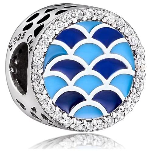 Fits for Pandora Charms Bracelets Radiant Hearts Beads with Blue Enamel 100% 925 Sterling Silver Jewelry Free Shipping