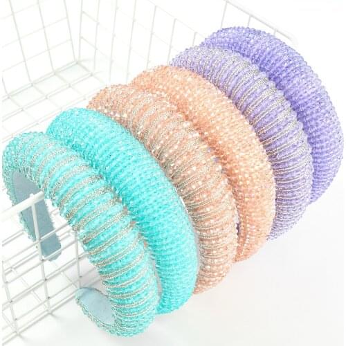 Bling Padded Wedding Headdress Full Crystal Baroque Tiara Headband Luxury Rhinestone Hairband For Women Bridal Hair Accessories