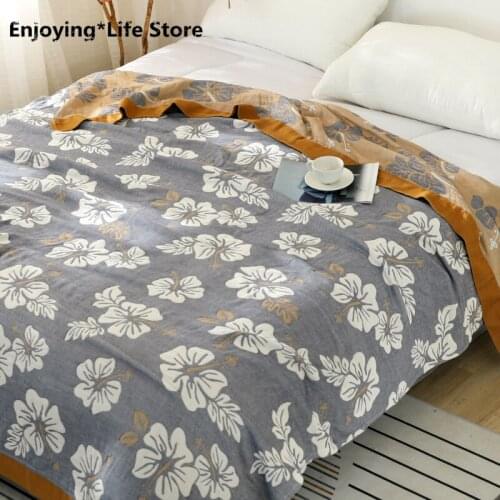 Five-layer Gauze Towel Blanket Cotton Single Double Quilt Summer Siesta Blanket Cushion Bed Thin Flower Blanket
