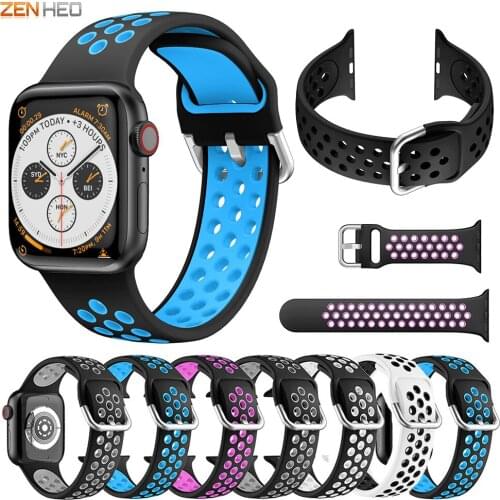 Watchband for Apple Watch 4 5 6 SE 40mm 44mm Replacement Sports Soft Silicone Strap for iWatch Series 5 4 3 2 1 38mm 42mm