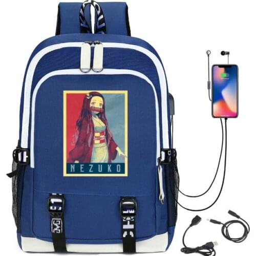 Demon Slayer Print new USB charging teen backpack children Anime school bag student travel Oxford leisure laptop backpack Unisex