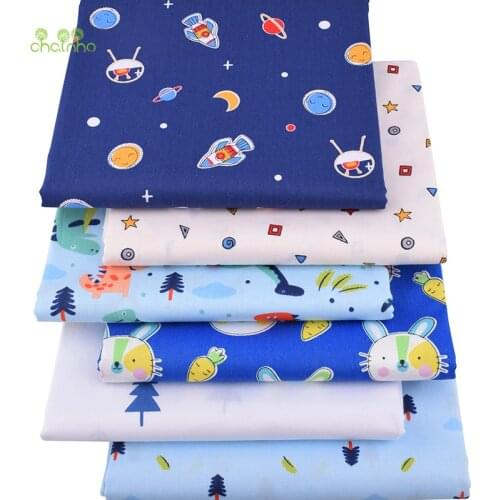 Chainho,Blue Cartoon Series,Printed Twill Cotton Fabric,For DIY Quilting Sewing Baby&Childrens Sheet,Pillow,Material,100x160cm