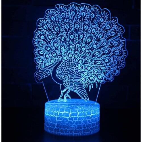 Peacock Owl Party Decoration 3d lamp Christmas decorative lights Lovely cartoon Childrens room decoration 3D nightlight